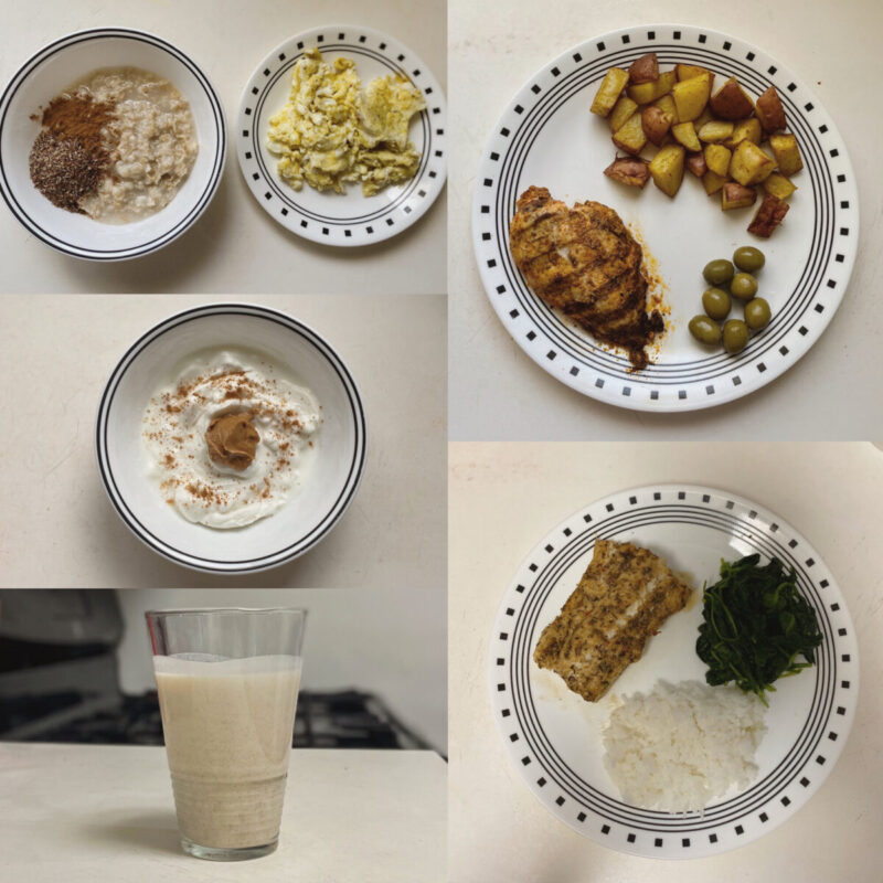 collage of daily meals